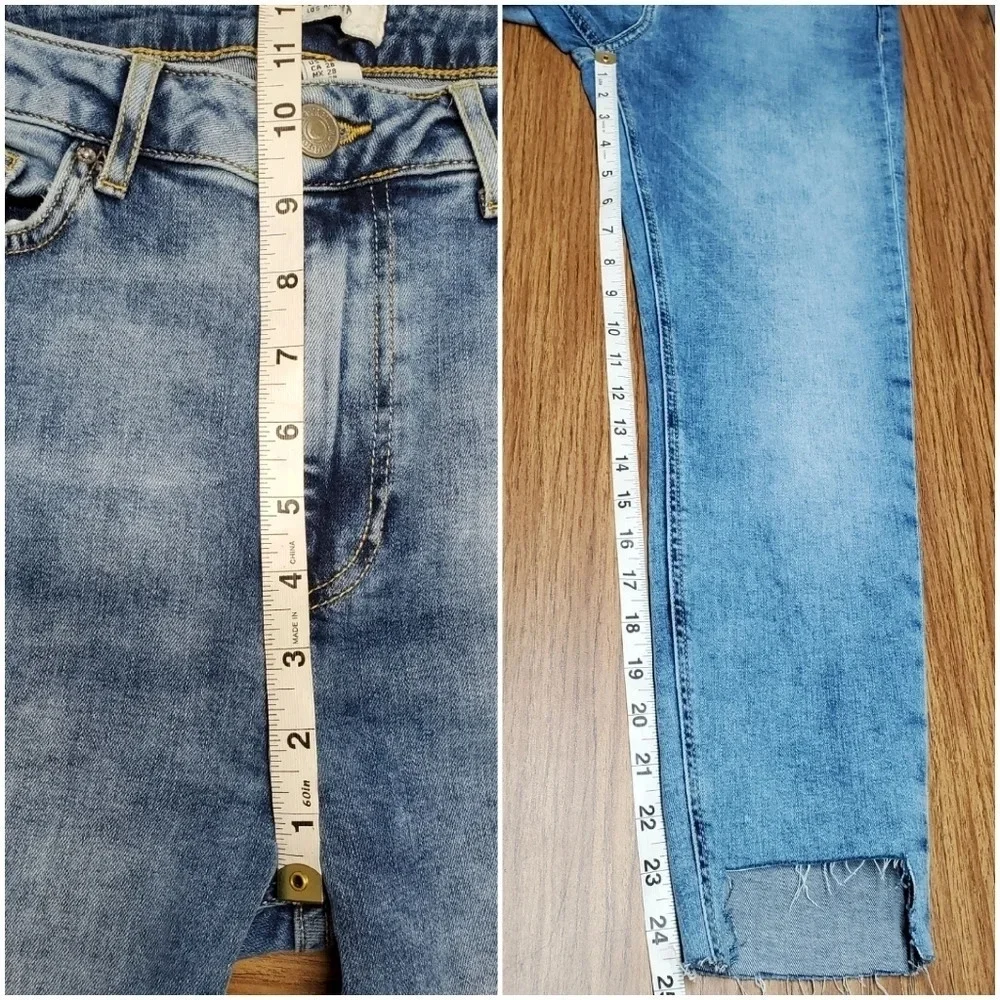 Forever 21 Distressed Step Hem High Rise Jeans
